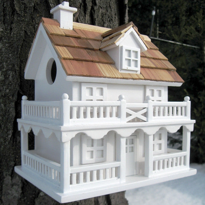 White Cottage Style Wood Birdhouse with unpainted Nest Box Bird House - OVERLANDERS Outfitter