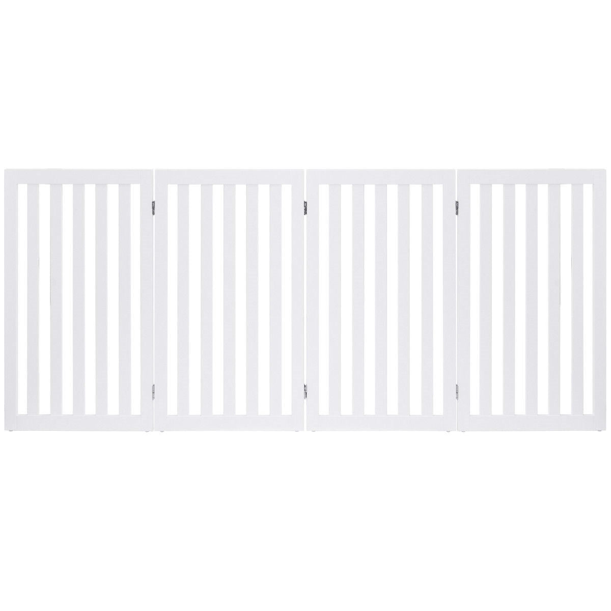 Folding 4-Panel Dog Gate Pet Fence in White Wood Finish - OVERLANDERS Outfitter