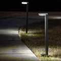 Set of 2 modern outdoor solar path lights with white LED bulbs, ideal for yard and garden landscape lighting by HomePacific.