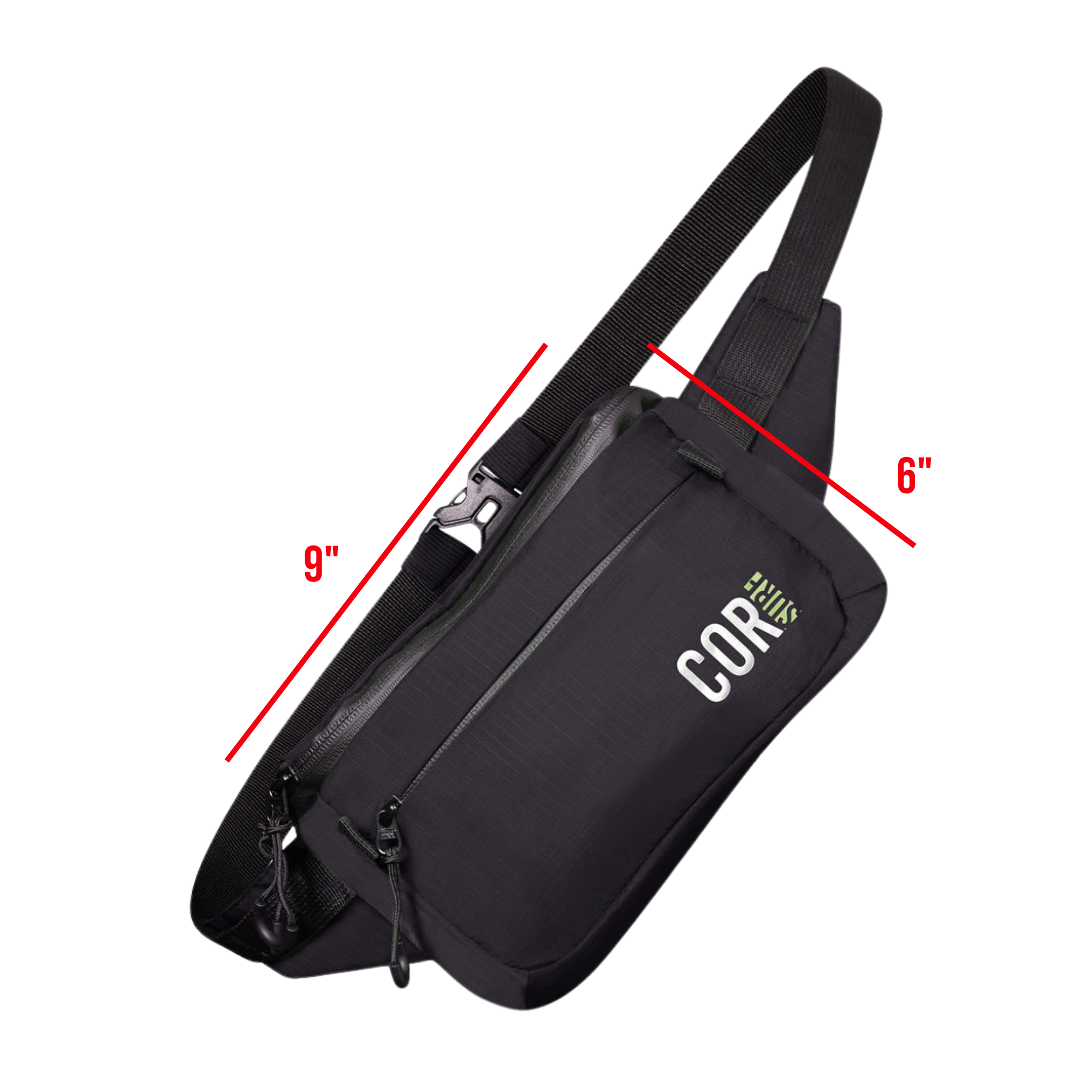 COR Surf daily cross-body hip pack with 1L capacity, featuring adjustable strap and compact design for convenient carrying.