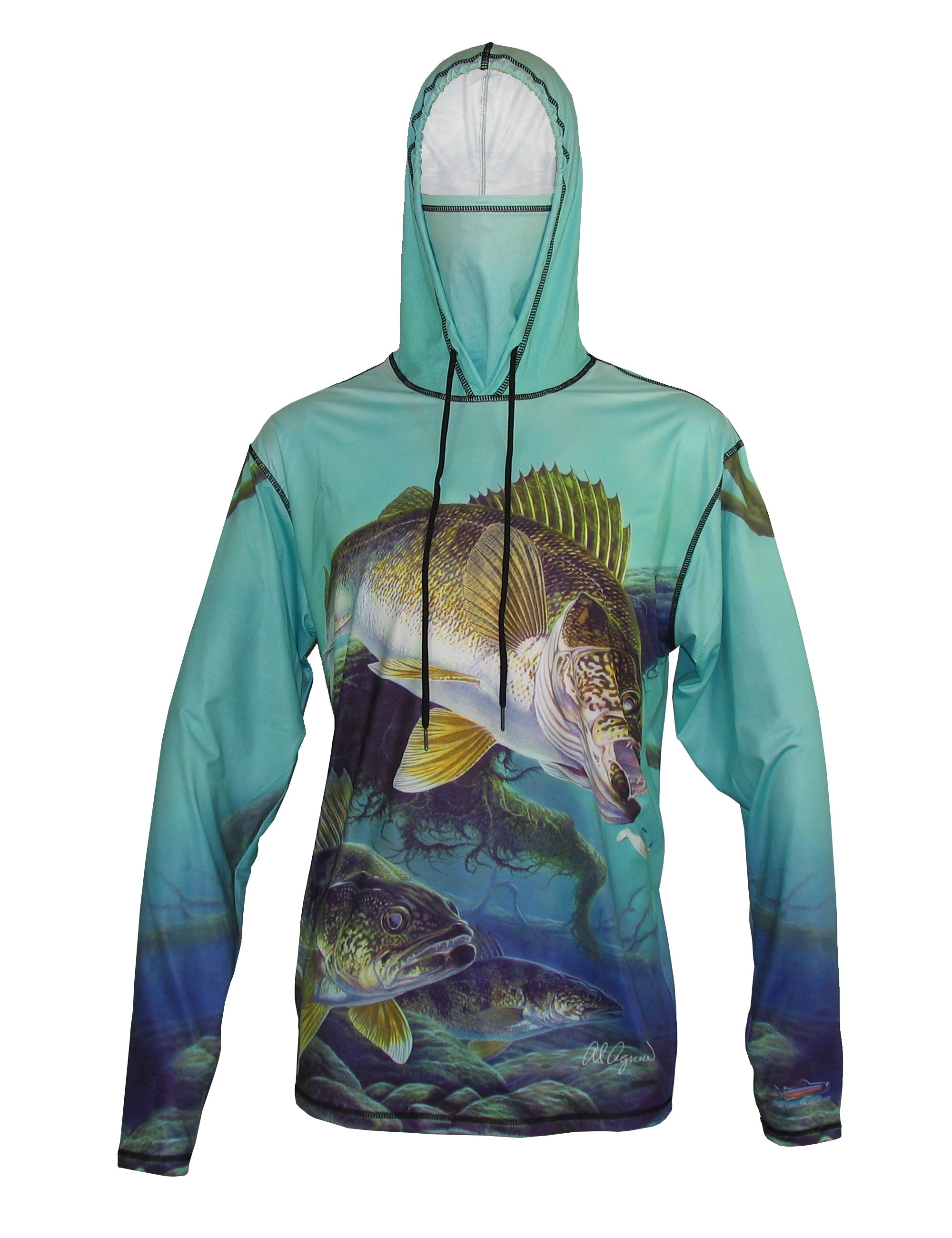 Walleye graphic fishing hoodie from Sunpro by Cognito Brands, Inc., featuring a detailed walleye fish design on the front.
