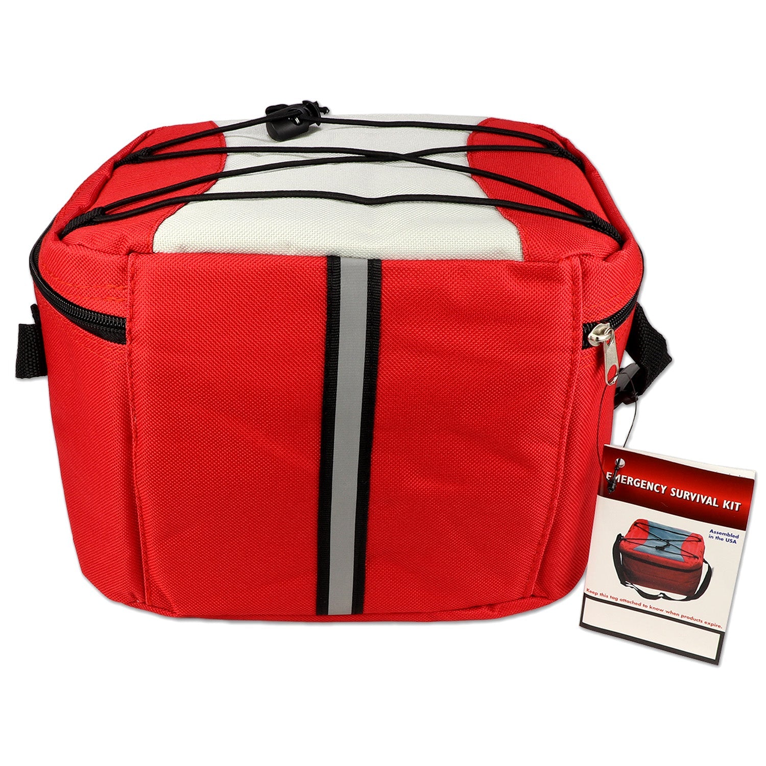 Waterproof cooler bag with reflective stripe, insulated soft portable cooler with adjustable strap for outdoor and travel use.