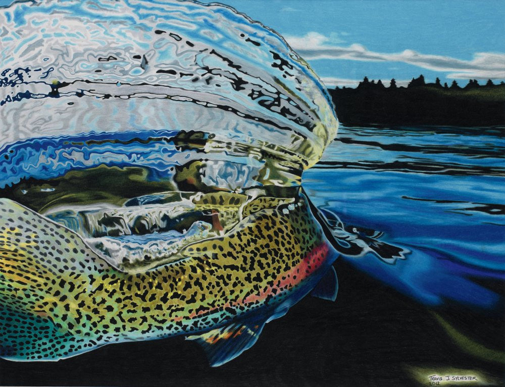Women's Sun Protective Fishing Shirt Arctic Blue/Whiplash Rainbow Trout - OVERLANDERS Outfitter