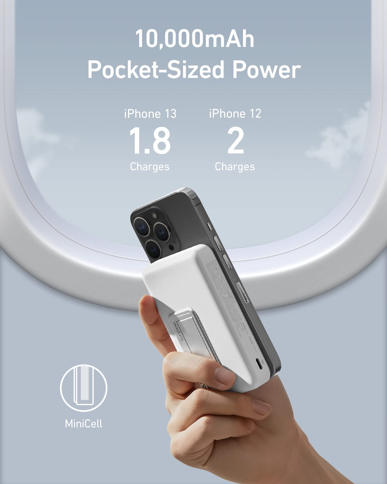 Anker 633 Magnetic Battery charging device, white color, compact design, designed for portable magnetic charging.