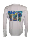 Men's Sun Protective Fishing Shirt White/Tarpon Layup - OVERLANDERS Outfitter