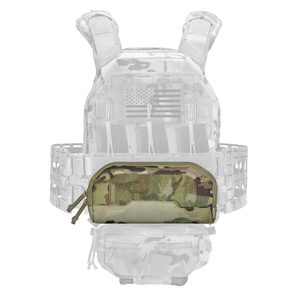 HCC Tactical wide admin pouch with multiple compartments and MOLLE attachment points, designed for tactical gear organization.