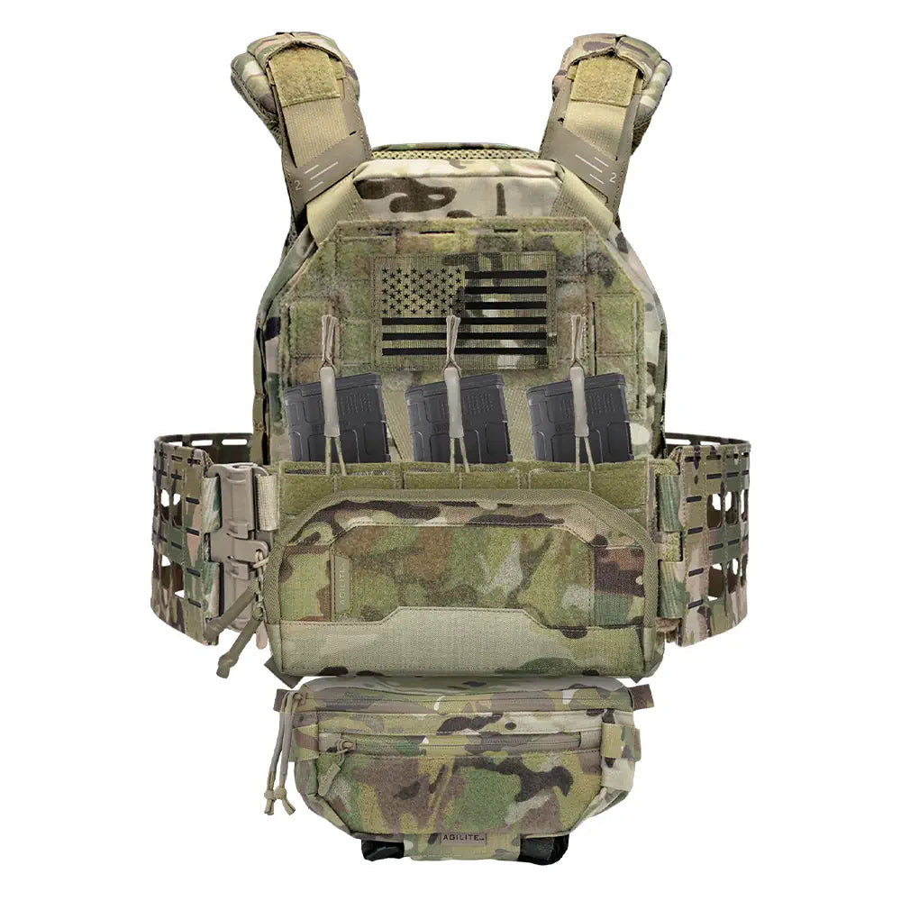HCC Tactical wide admin pouch in MultiCam camouflage with multiple compartments and MOLLE attachment points.