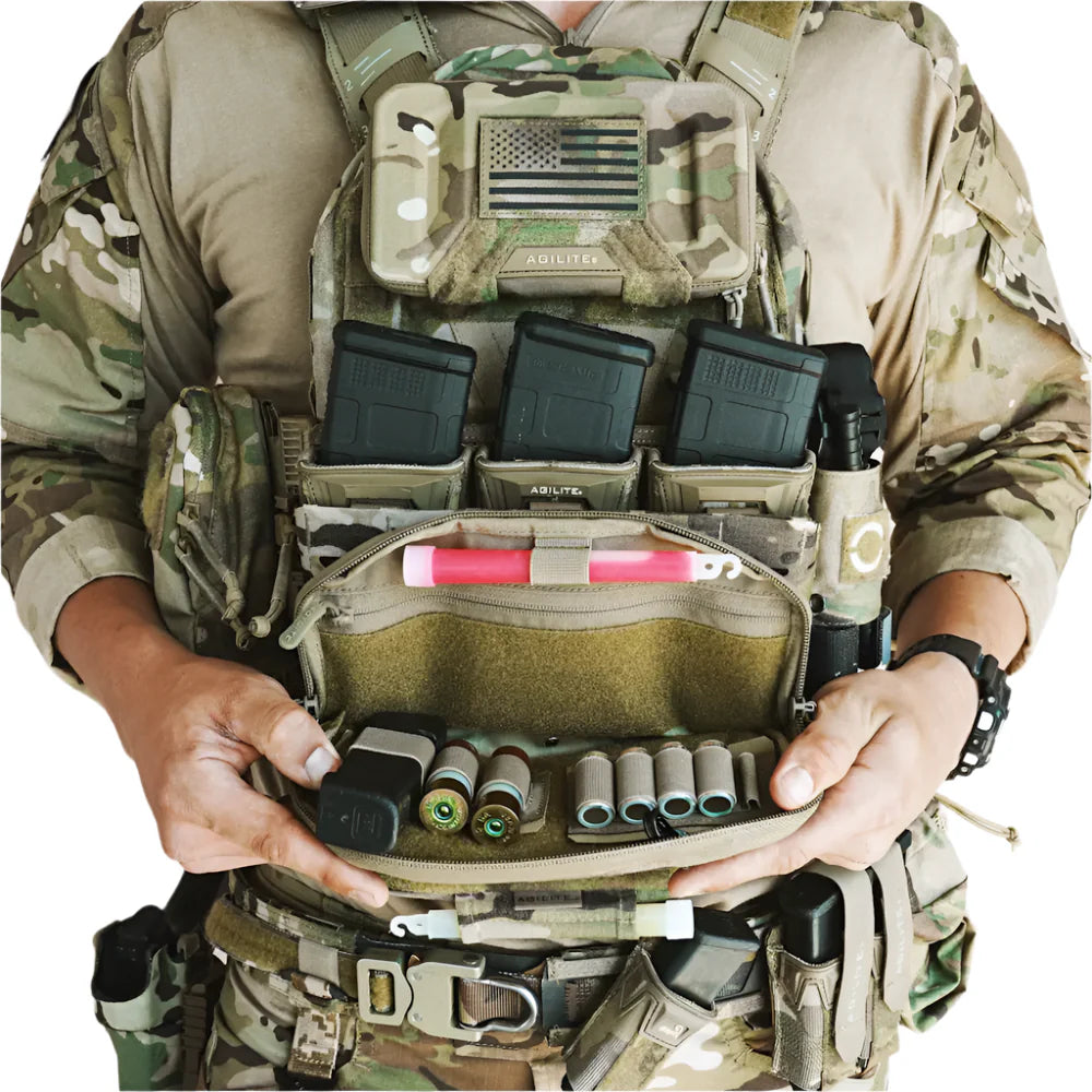 HCC Tactical wide admin pouch with multiple compartments and MOLLE attachment points, suitable for tactical gear organization.