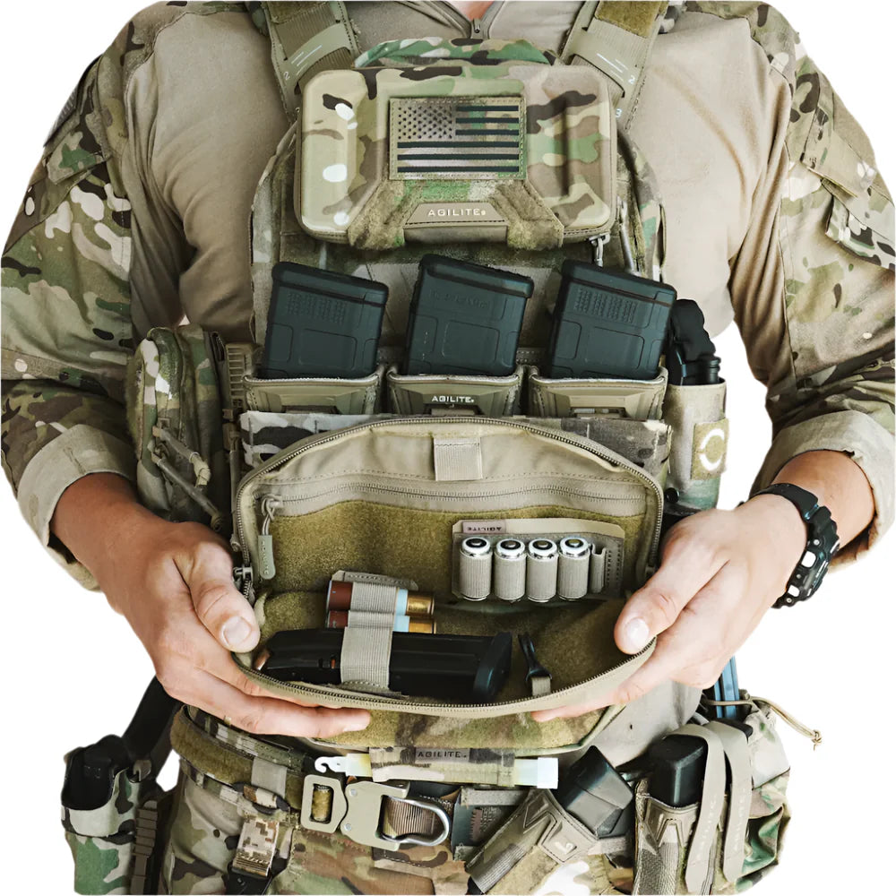 HCC Tactical Wide Admin Pouch with multiple compartments and MOLLE attachment points for organized gear storage.