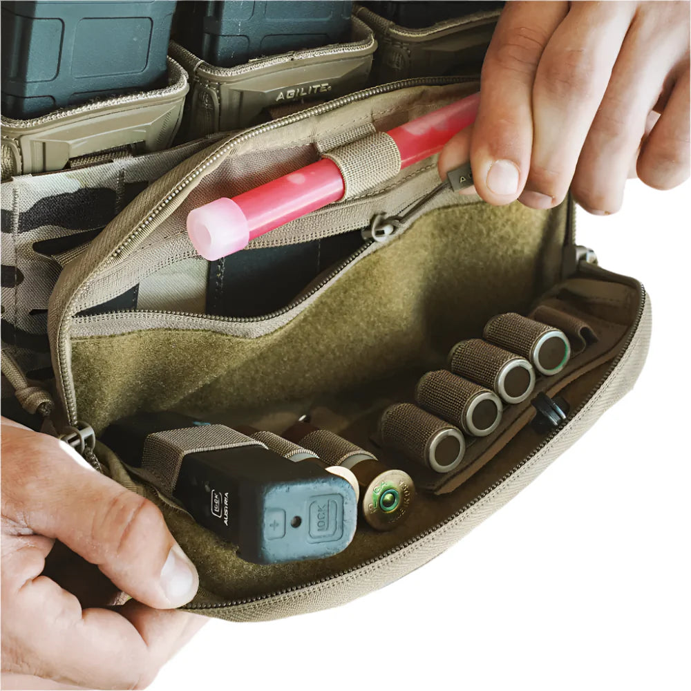 HCC Tactical Wide Admin Pouch with multiple compartments and MOLLE attachment points on durable nylon fabric.