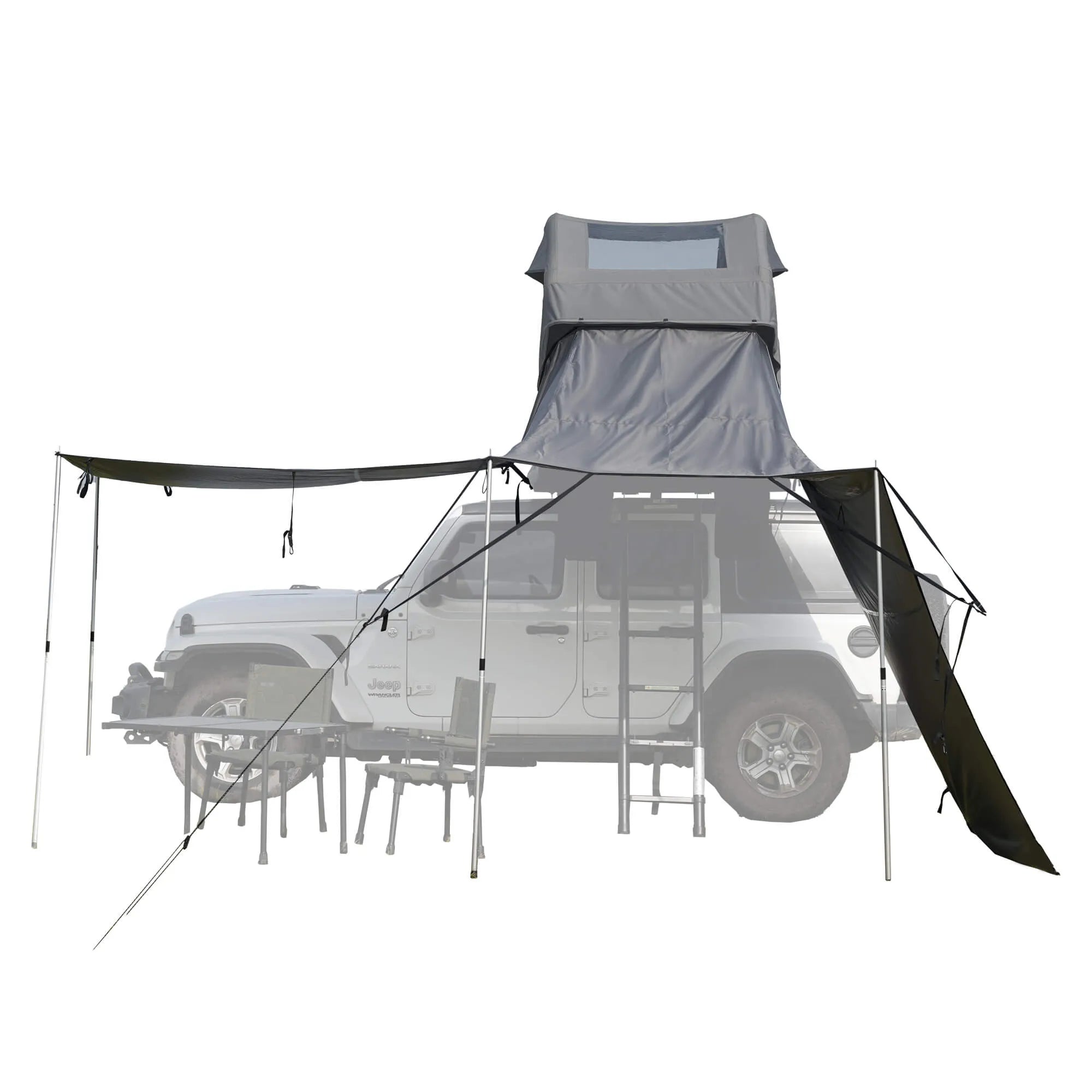 Wild Land universal connector for roof top tents, shown attached to tent frame, used for connecting accessories or extensions.