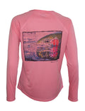 Women's Sun Protective Fishing Shirt Pretty Pink/Rainbow Reflections - OVERLANDERS Outfitter