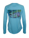 Women's Sun Protective Fishing Shirt Water Blue/Hen Rainbow - OVERLANDERS Outfitter