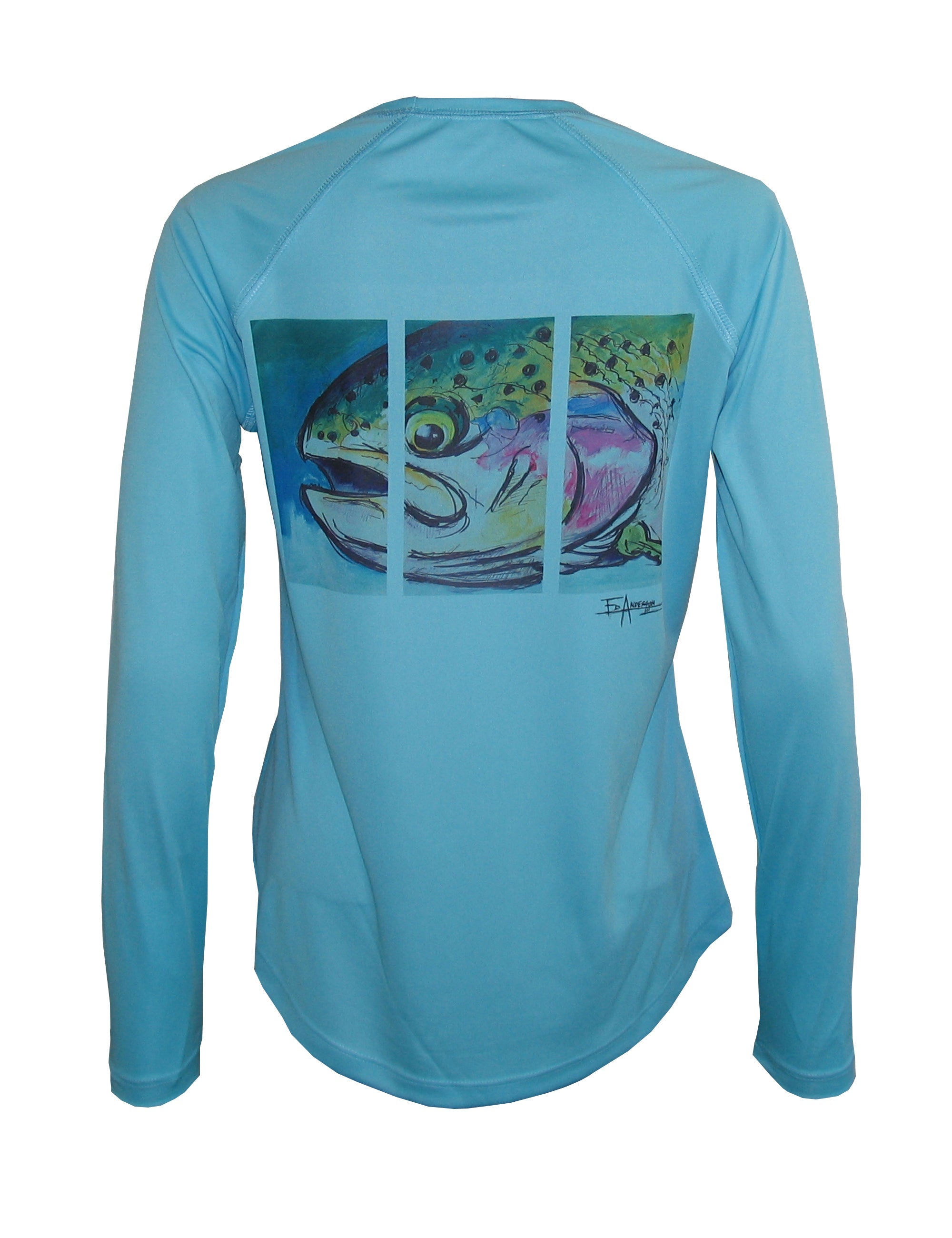 Women's Sun Protective Fishing Shirt Water Blue/Hen Rainbow - OVERLANDERS Outfitter