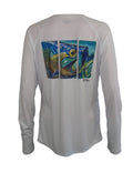 Women's Sun Protective Fishing Shirt White/Tarpon Layup - OVERLANDERS Outfitter