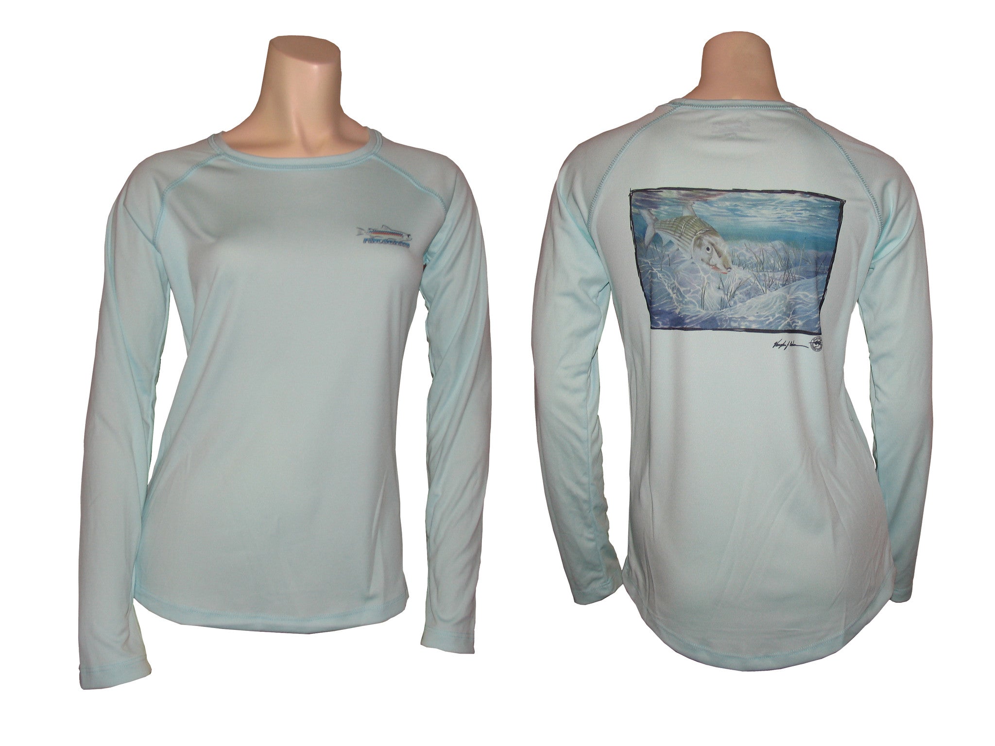 Women's Sun Protective Fishing Shirt Seafoam Green/Bonefish - OVERLANDERS Outfitter