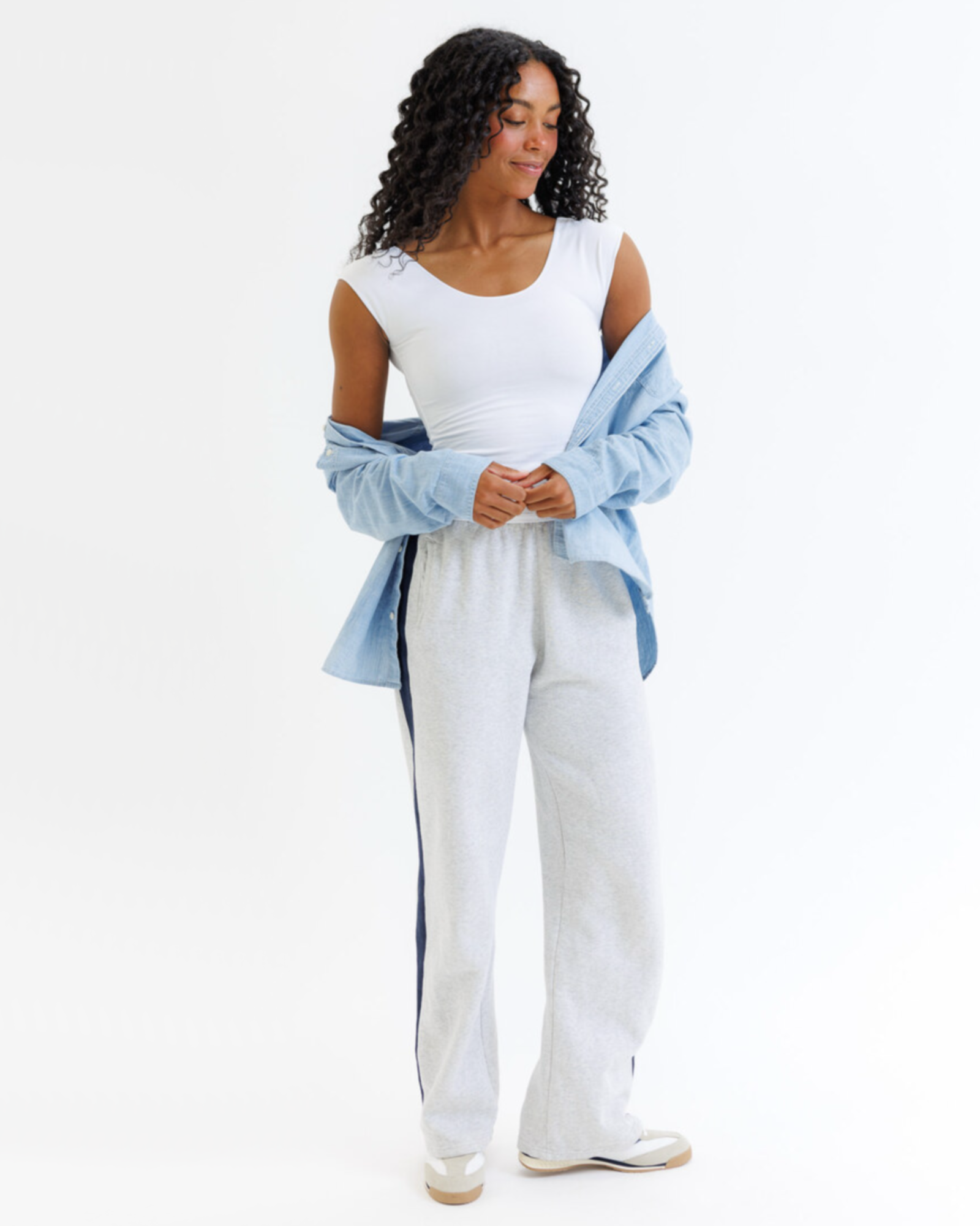 Downeast Wonder Tee in soft fabric, featuring a classic fit and minimal design, displayed on a hanger against a neutral background.