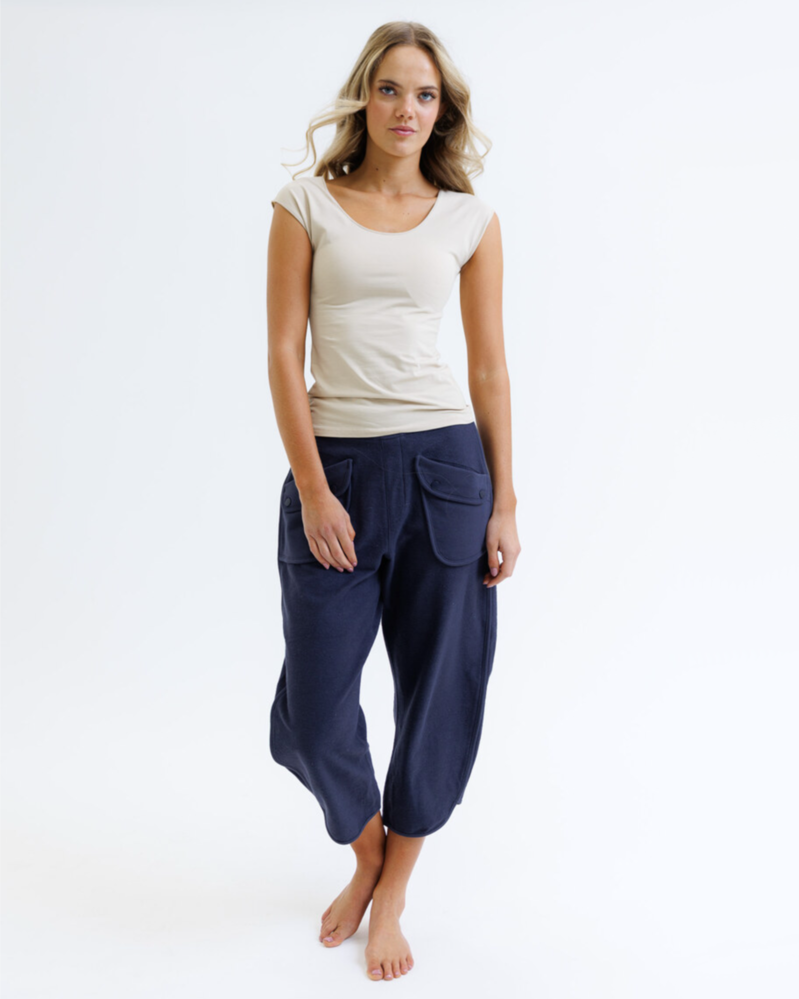 Downeast Wonder Tee in nude, soft cotton T-shirt with a relaxed fit and short sleeves, perfect for casual wear.