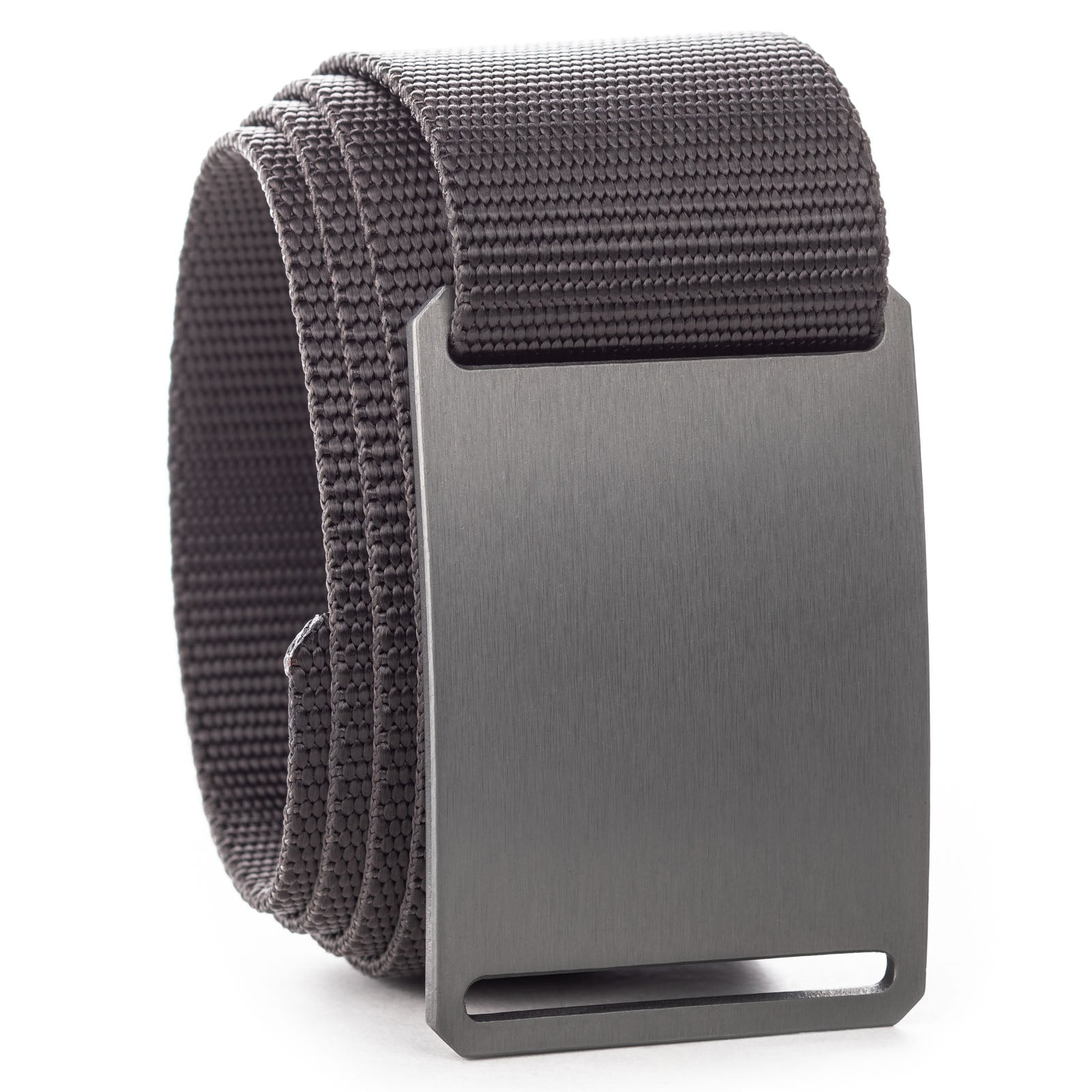 Tactical gunmetal gray GRIP6 belt, 1.75 inches wide, showing the durable strap and sleek buckle design.
