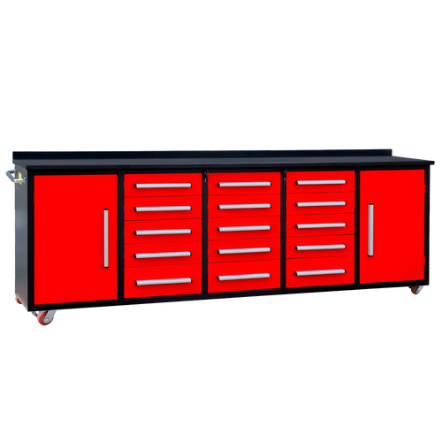 10ft 15-Drawer Storage Workbench with Wheels - OVERLANDERS Outfitter