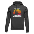 Black unisex hoodie by Outdoorzees featuring humorous "World's Okayest Fisherman" graphic on the front.