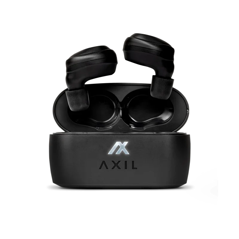 XCOR Bluetooth earbuds by HCC Tactical, featuring a sleek design for hearing protection and communication use.