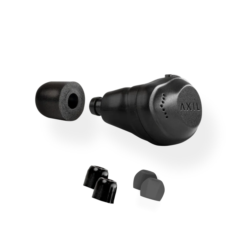 XCOR Bluetooth earbuds by HCC Tactical, featuring a sleek design for hearing protection and communication.