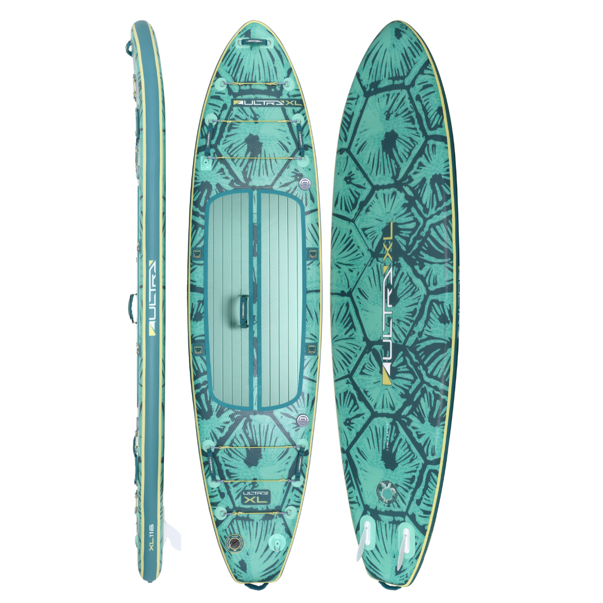 iROCKER US XL ULTRA™ 3.0 paddle board on water, showcasing its large size and durable design for stability and performance.