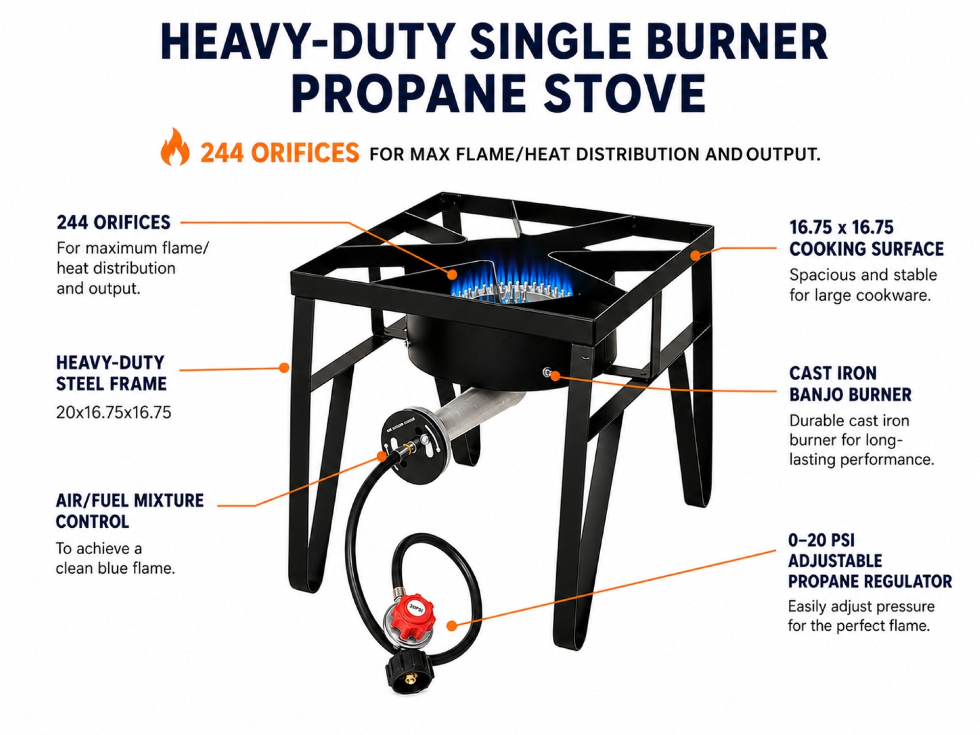 Flame King Heavy Duty 200,000 BTU Propane Gas Single Burner Cooker - OVERLANDERS Outfitter