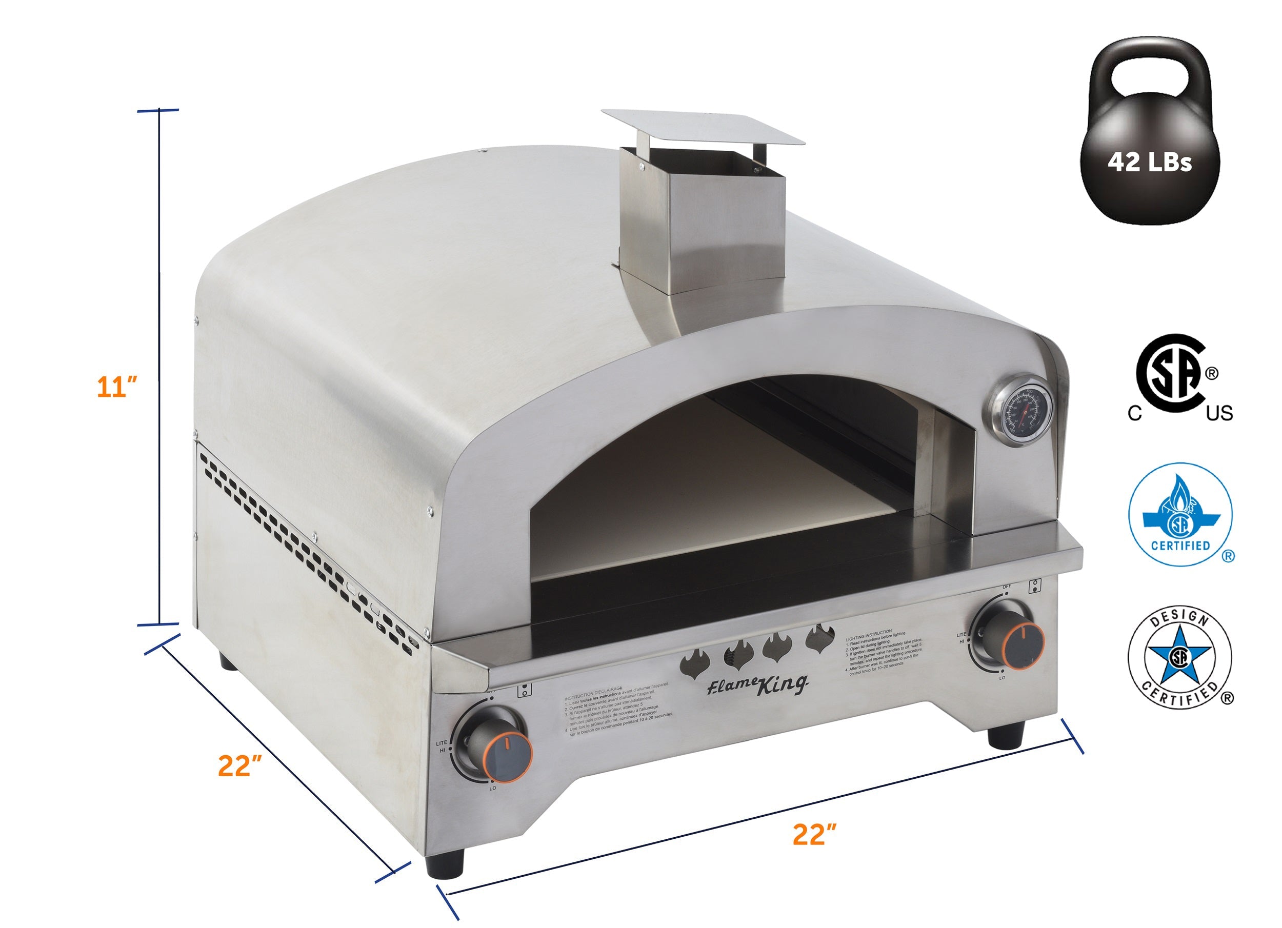 Flame King Outdoor Portable Stainless Steel Propane Pizza Oven Gas With Stone - We The Collective