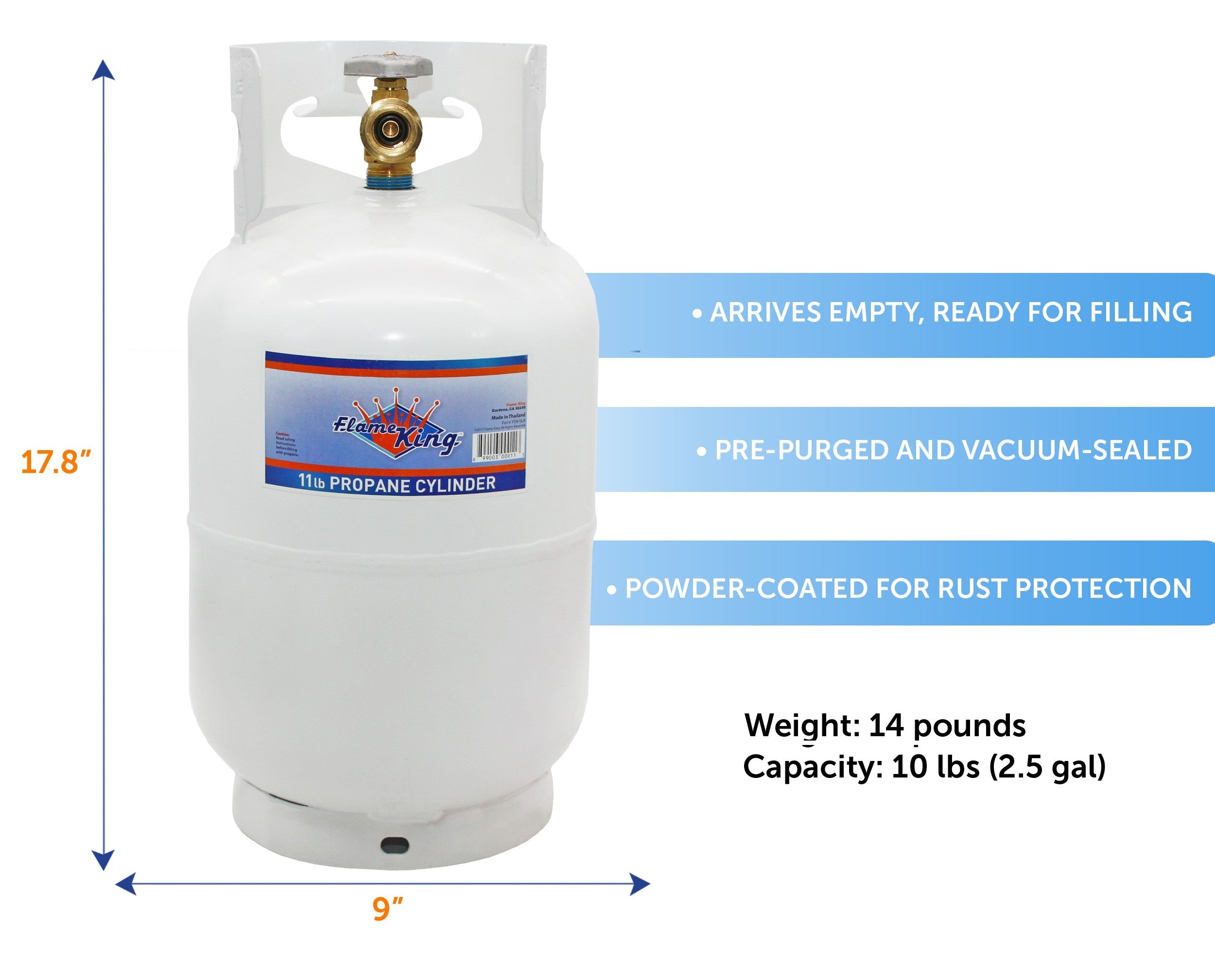 Flame King 10lb Propane Tank LP Cylinder with OPD