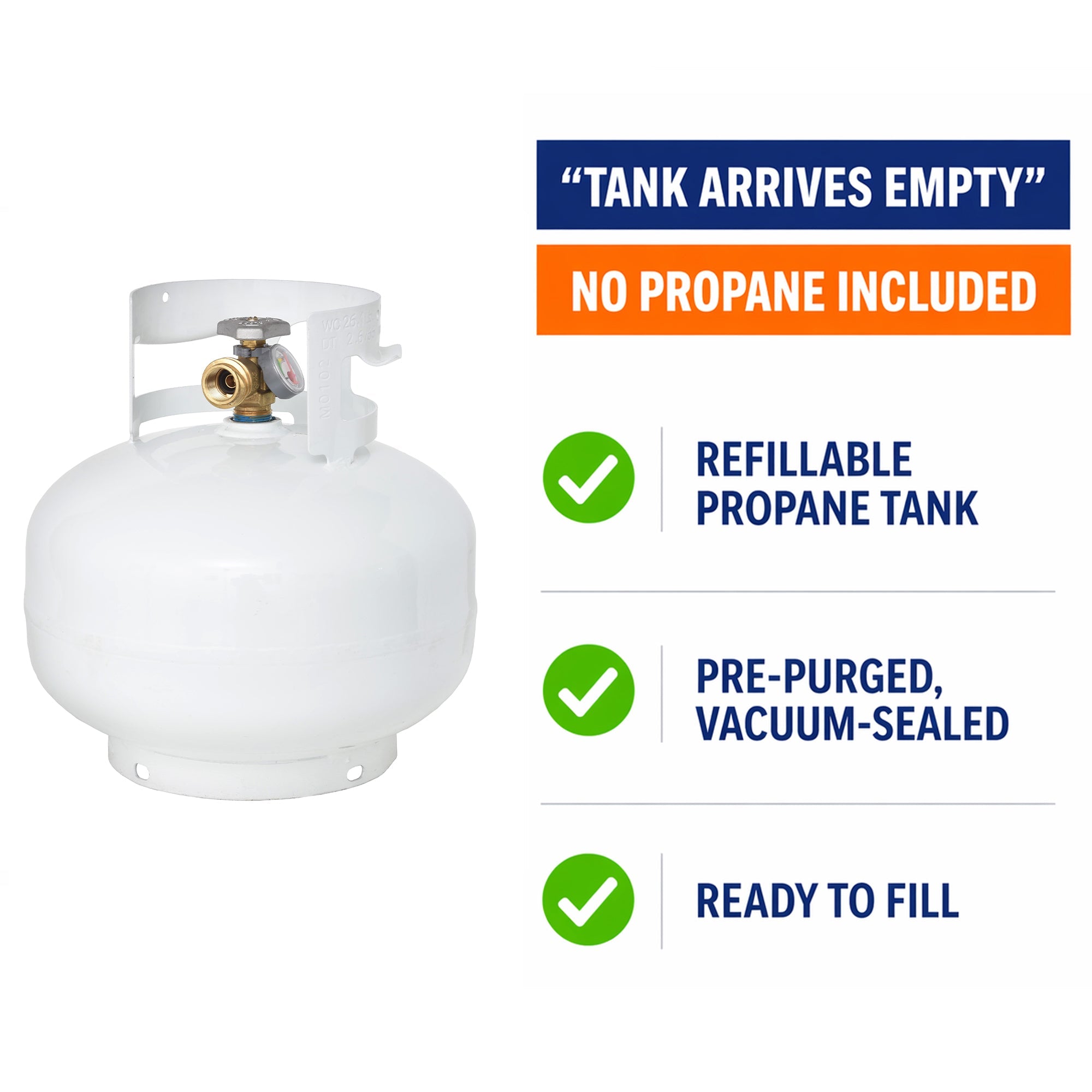 Flame King 11lb Propane Tank Cylinder Squatty with Gauge and Type 1 OPD Valve - OVERLANDERS Outfitter
