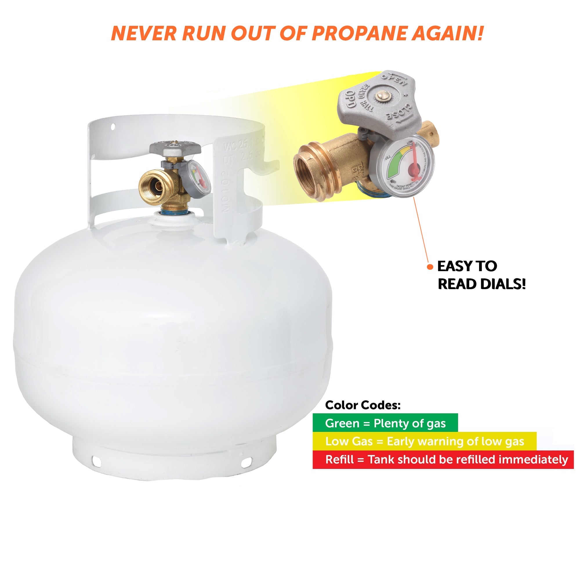 Flame King 11lb Propane Tank Cylinder Squatty with Gauge and Type 1 OPD Valve - OVERLANDERS Outfitter