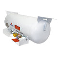 Flame King 16-gallon ASME propane cylinder tank for RV trailers, showing the metal propane tank with valve and safety features.