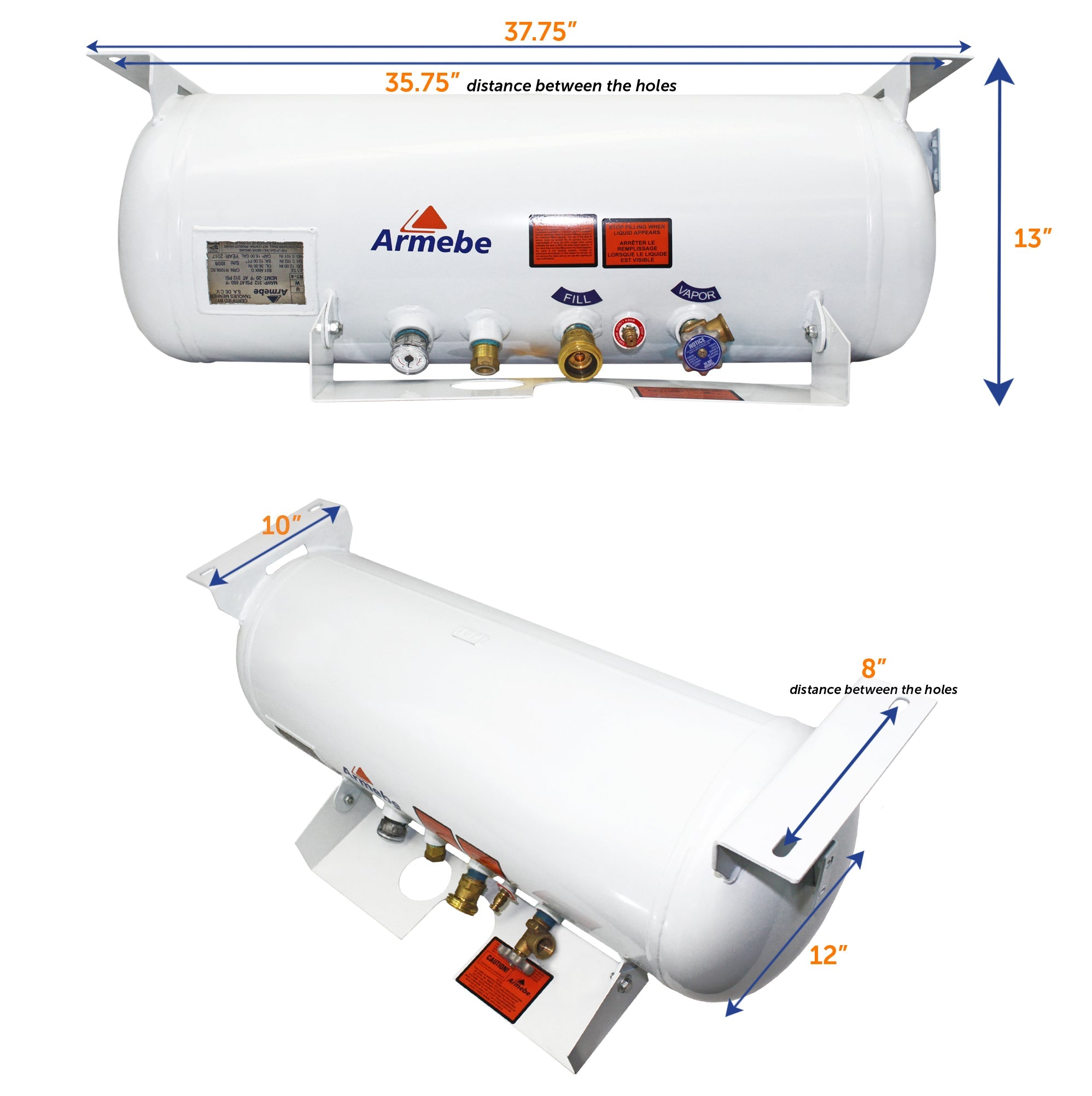 Flame King 16-gallon ASME propane cylinder tank for RV and trailer use, with safety valve and durable steel construction.