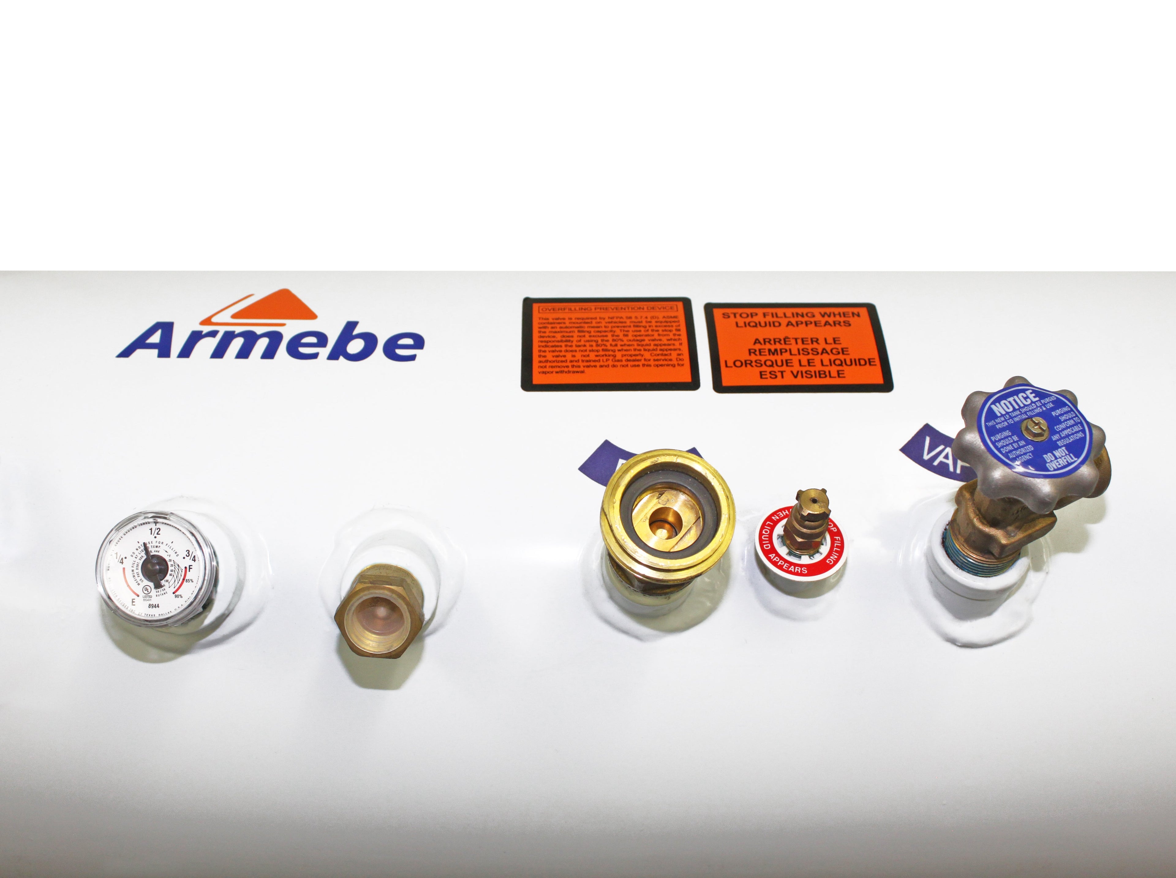 Flame King 16-gallon ASME RV trailer propane cylinder tank with valve and safety features for portable propane storage