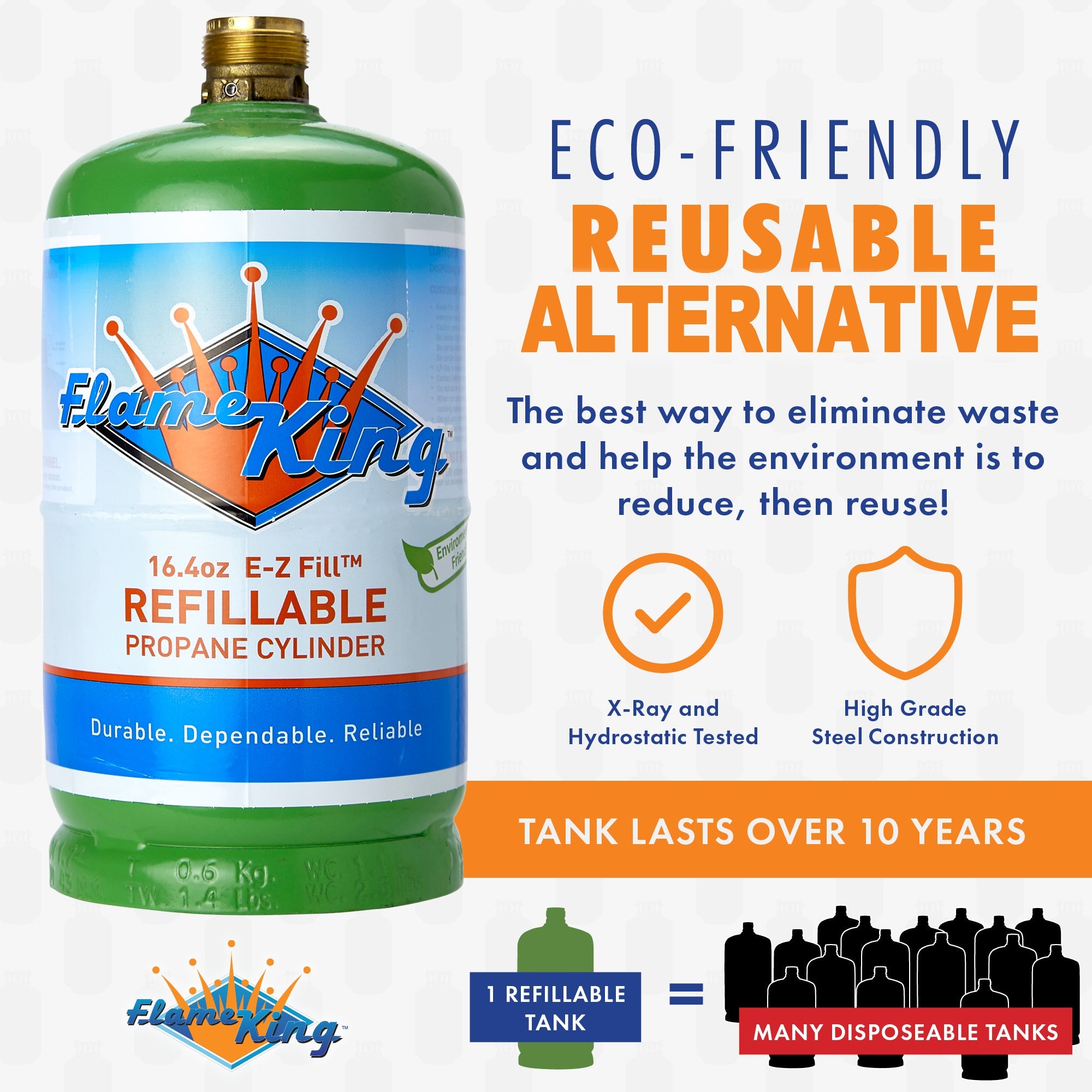 Flame King 2 pack Eco Friendly Sustainable 1lb Refillable Propane Tank LP Cylinder - We The Collective