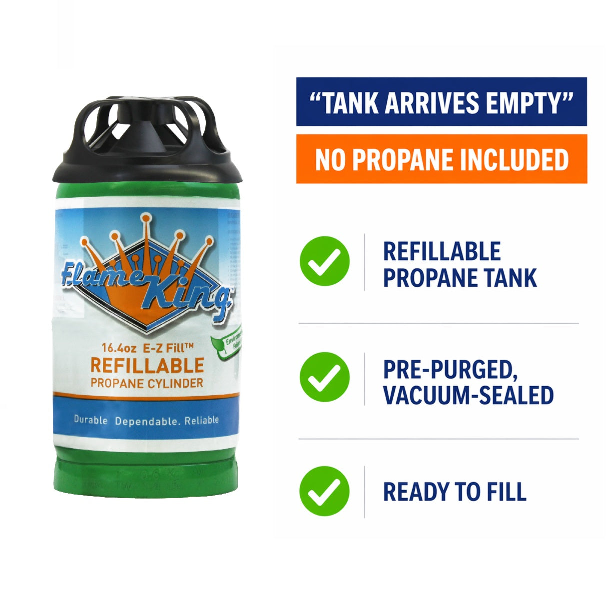 Flame King 1lb Refillable Propane Tank LP Cylinder- 2 Pack Eco Friendly Sustainable Tank - OVERLANDERS Outfitter