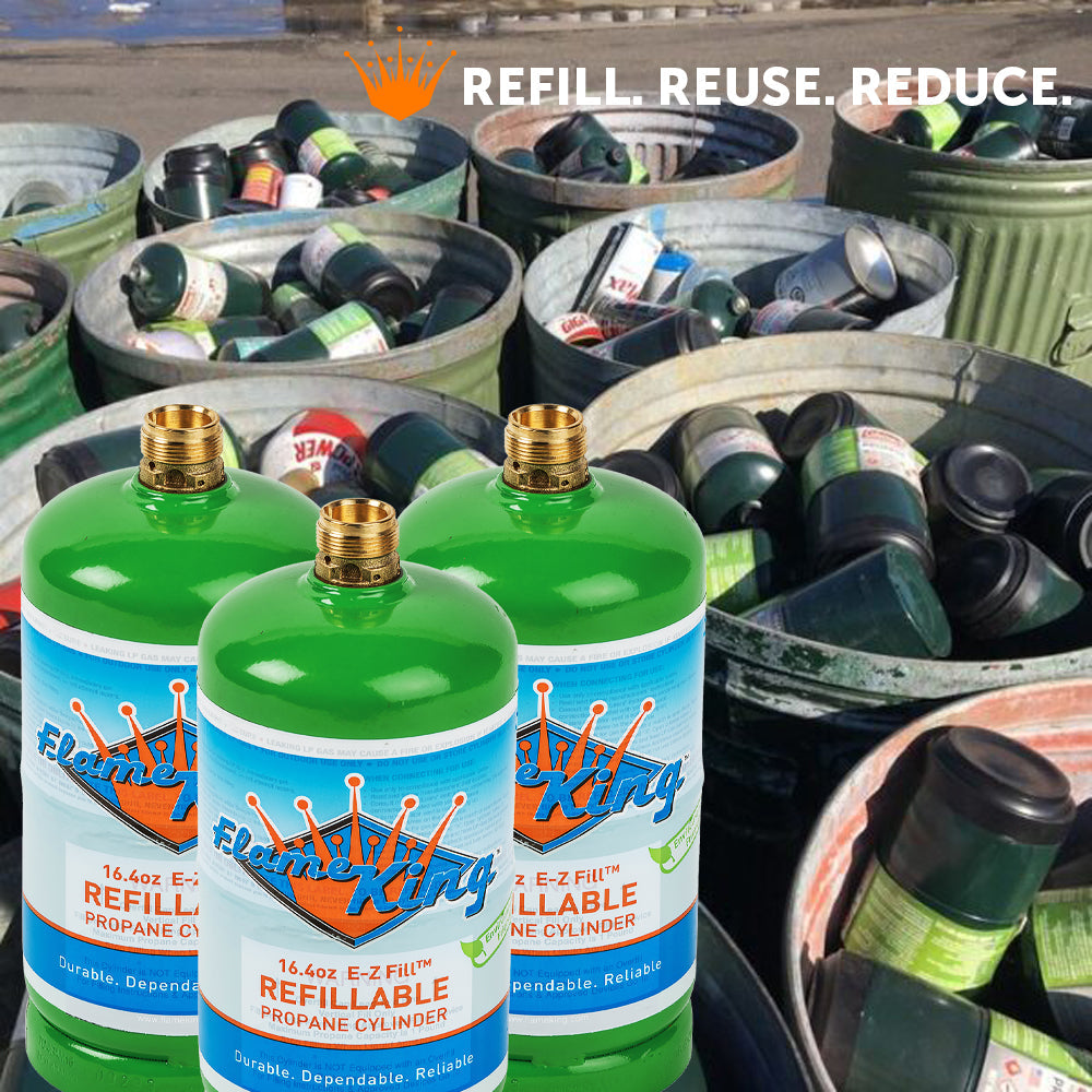 Flame King 1lb Refillable Propane Tank LP Cylinder- 2 Pack Eco Friendly Sustainable Tank - OVERLANDERS Outfitter