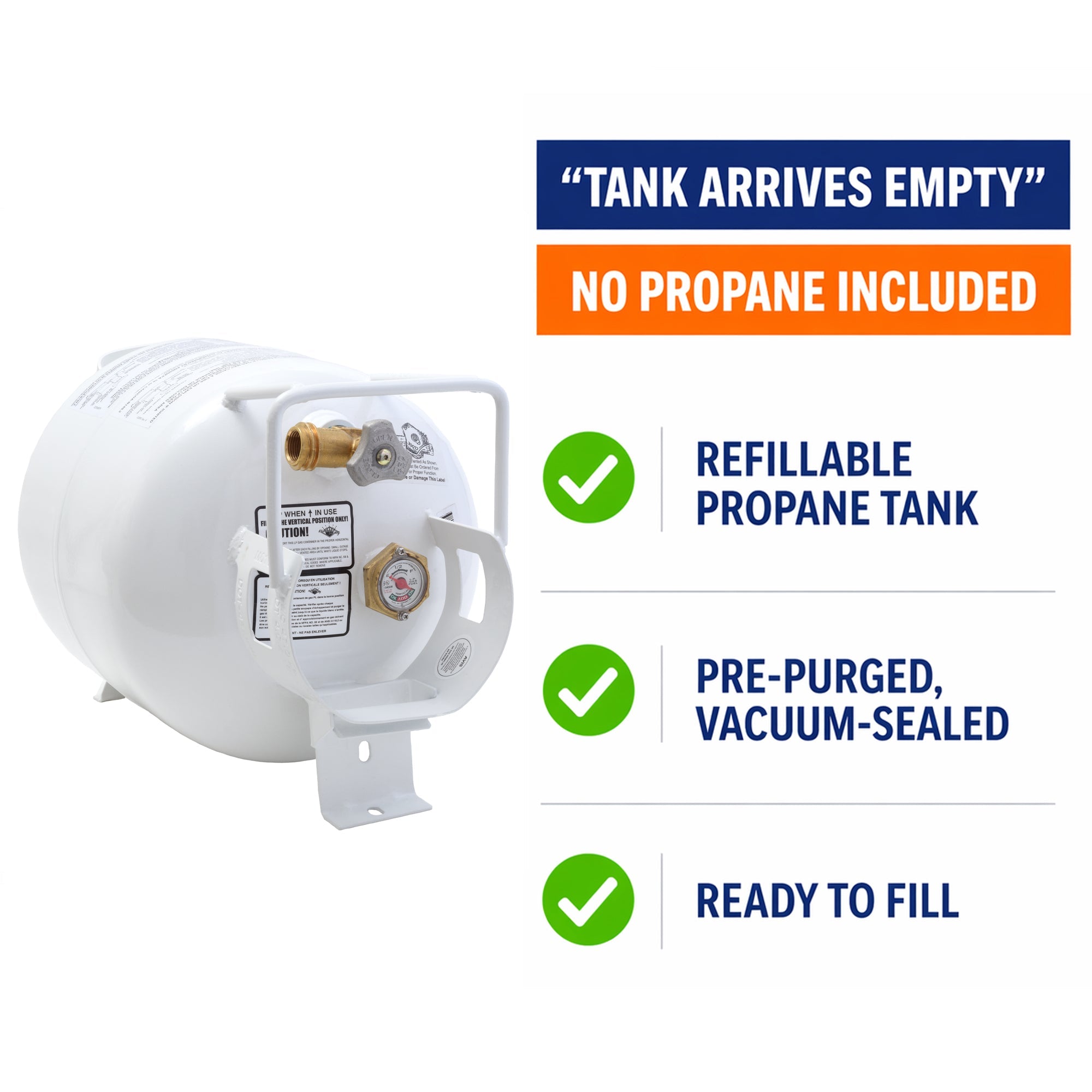 Flame King 20lb Horizontal Propane Cylinder Tank With Valve and Gauge Rv Trailer - OVERLANDERS Outfitter