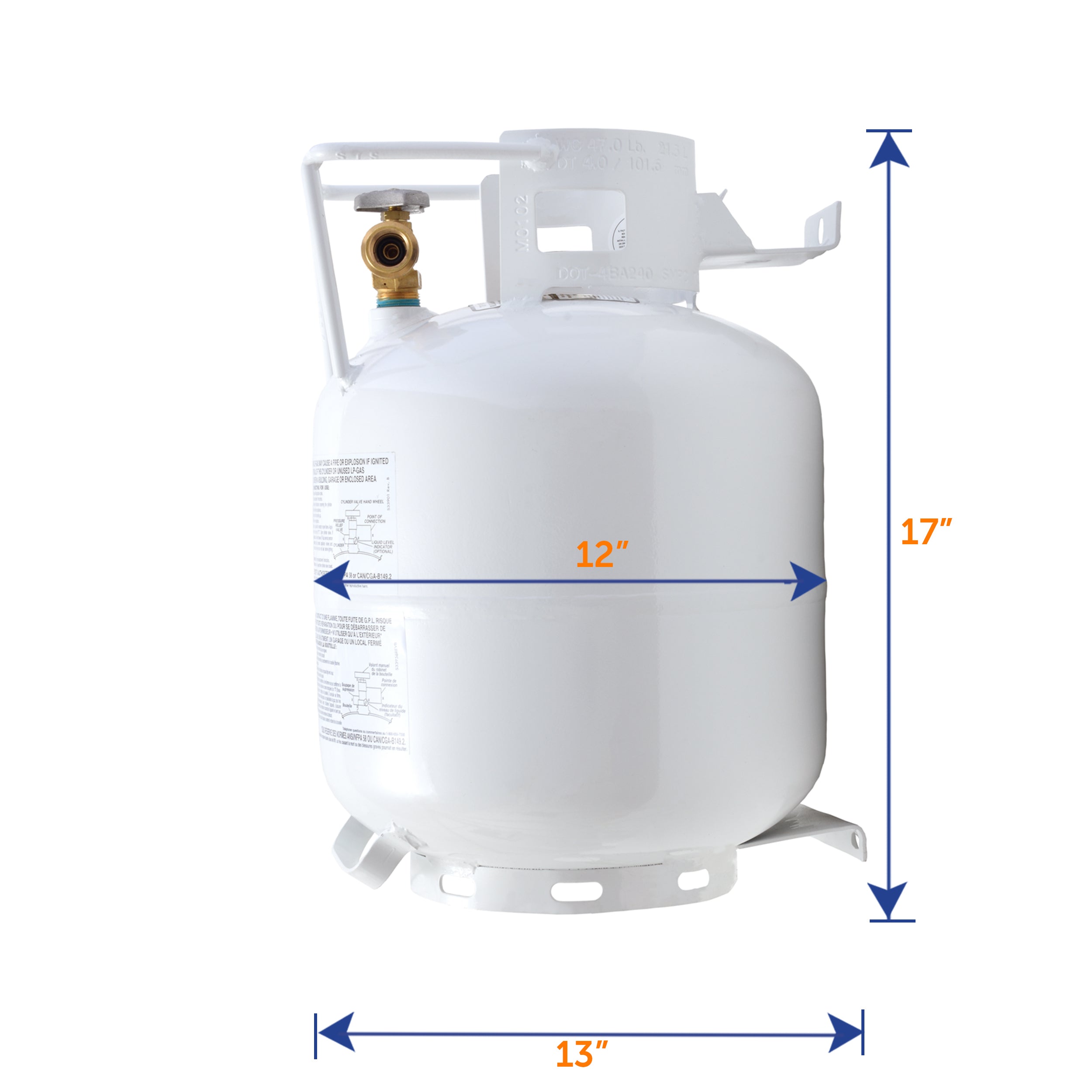 Flame King 20lb Horizontal Propane Cylinder Tank With Valve and Gauge Rv Trailer - OVERLANDERS Outfitter