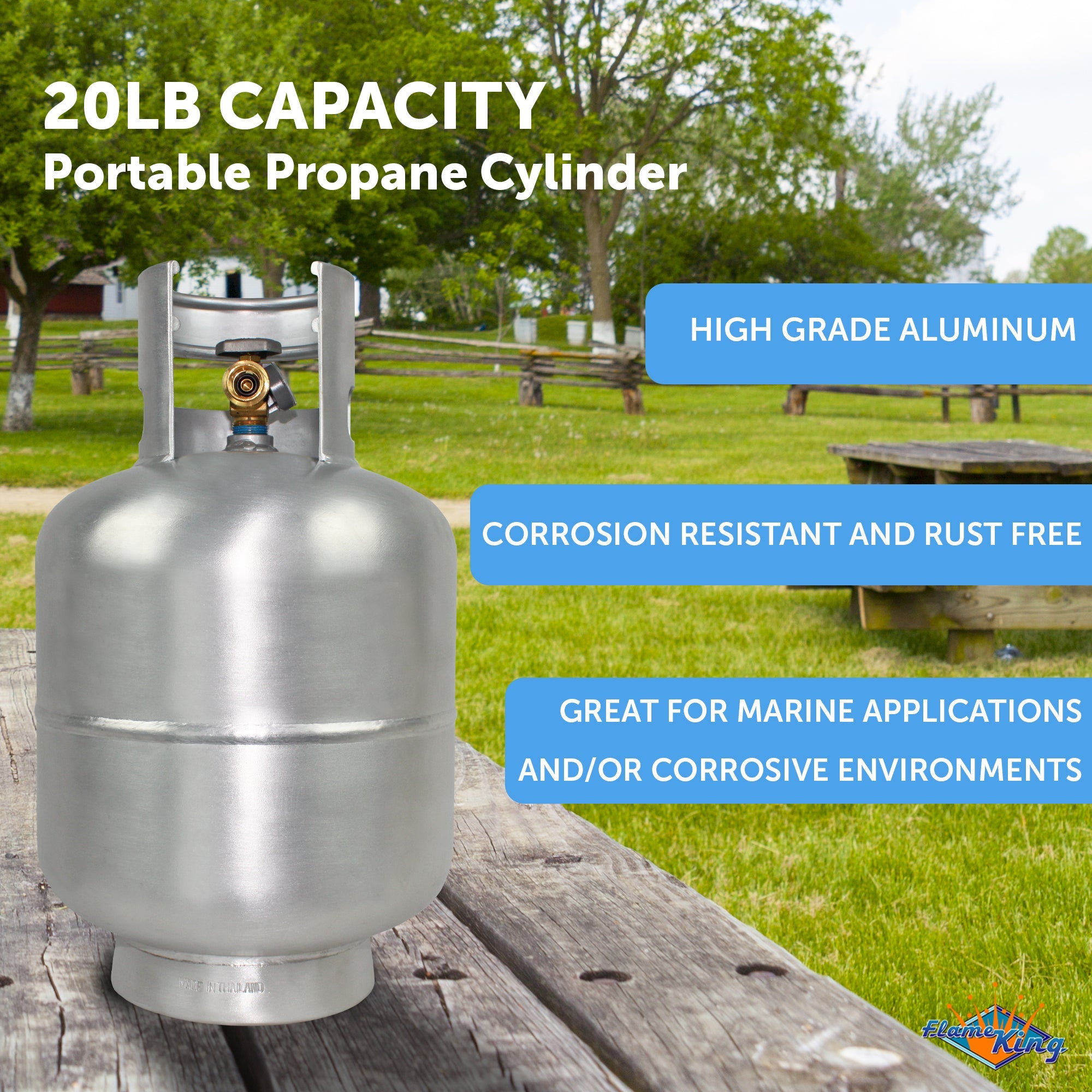 Flame King Lightweight 20lb Aluminum Propane Tank LP Cylinder with OPD & Gauge - We The Collective