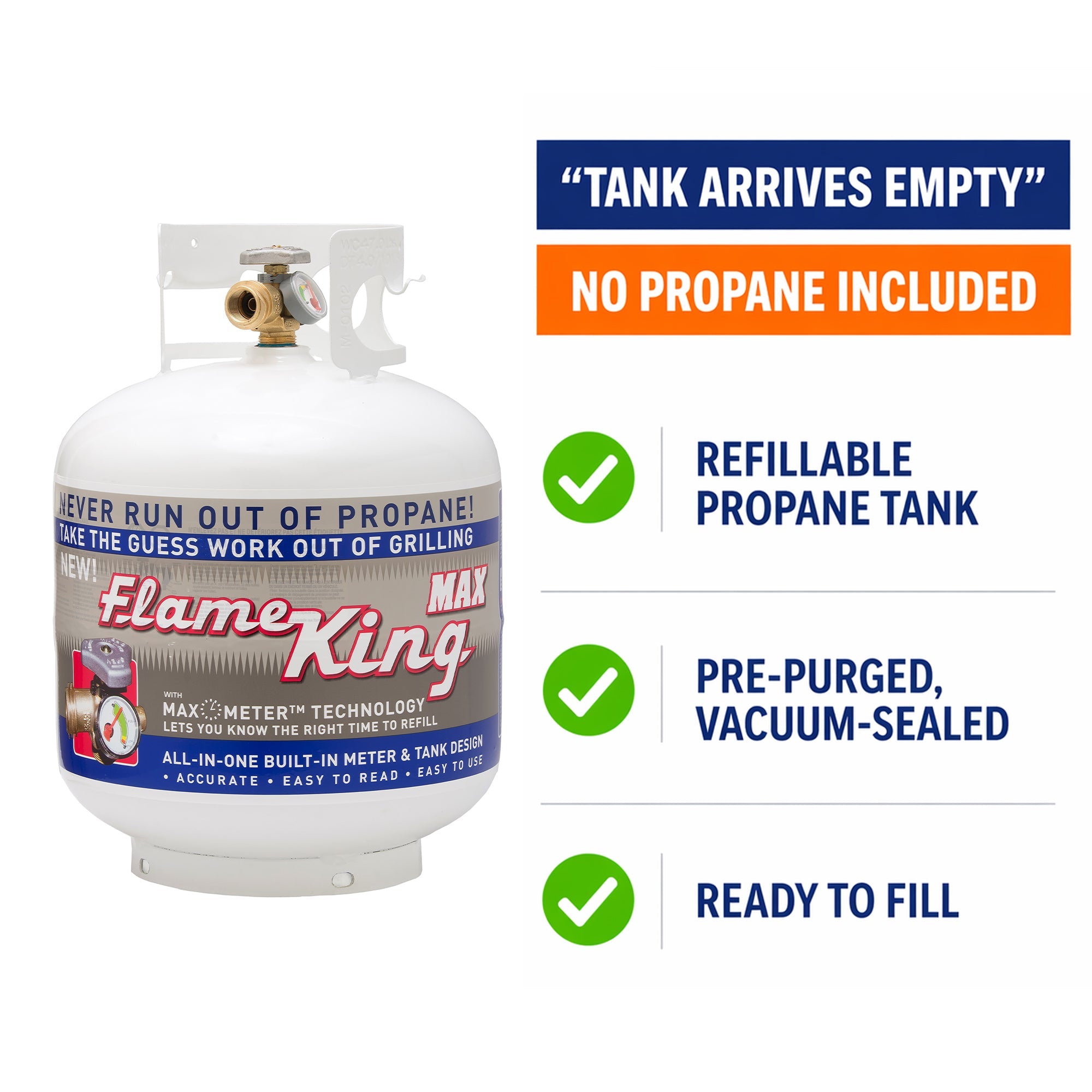 Flame King 20lb Propane Tank LP Cylinder with OPD & Gauge - OVERLANDERS Outfitter