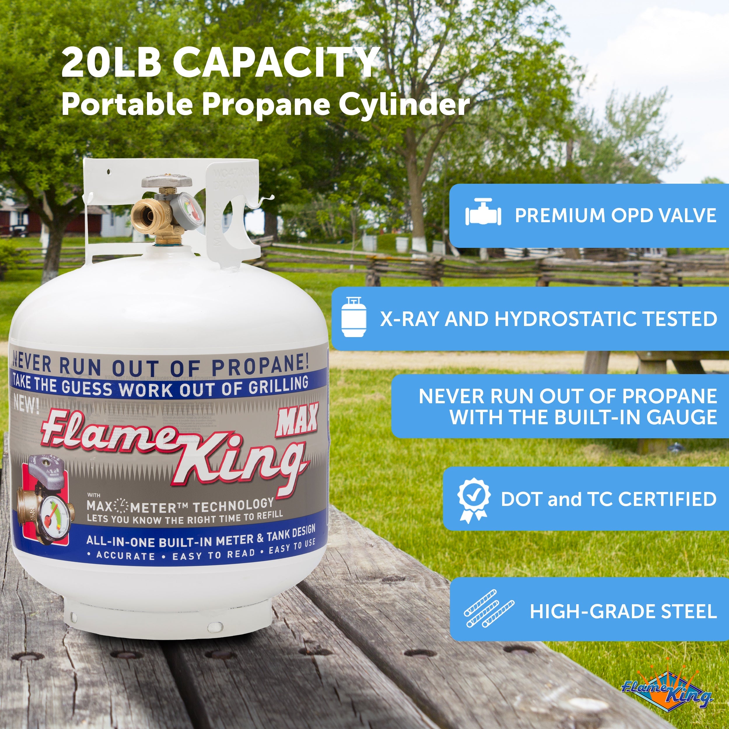 Flame King 20lb Propane Tank LP Cylinder with OPD & Gauge - We The Collective