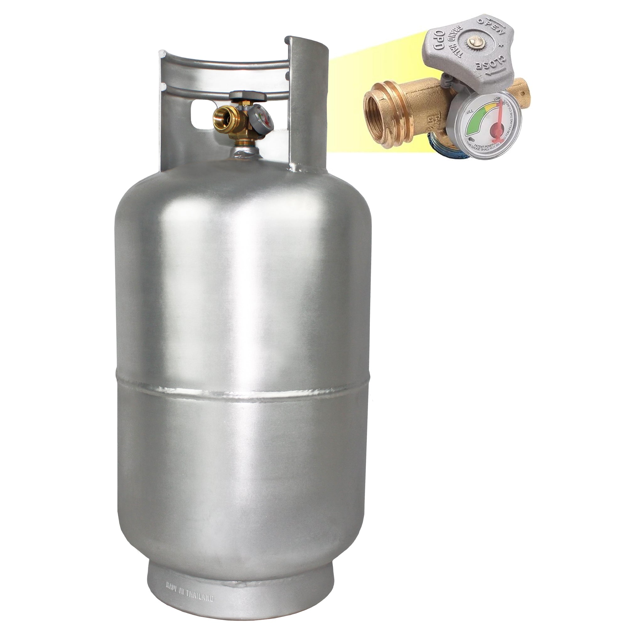 Flame King Lightweight 30lb Aluminum Propane Tank Cylinder Gauge and OPD Valve - We The Collective