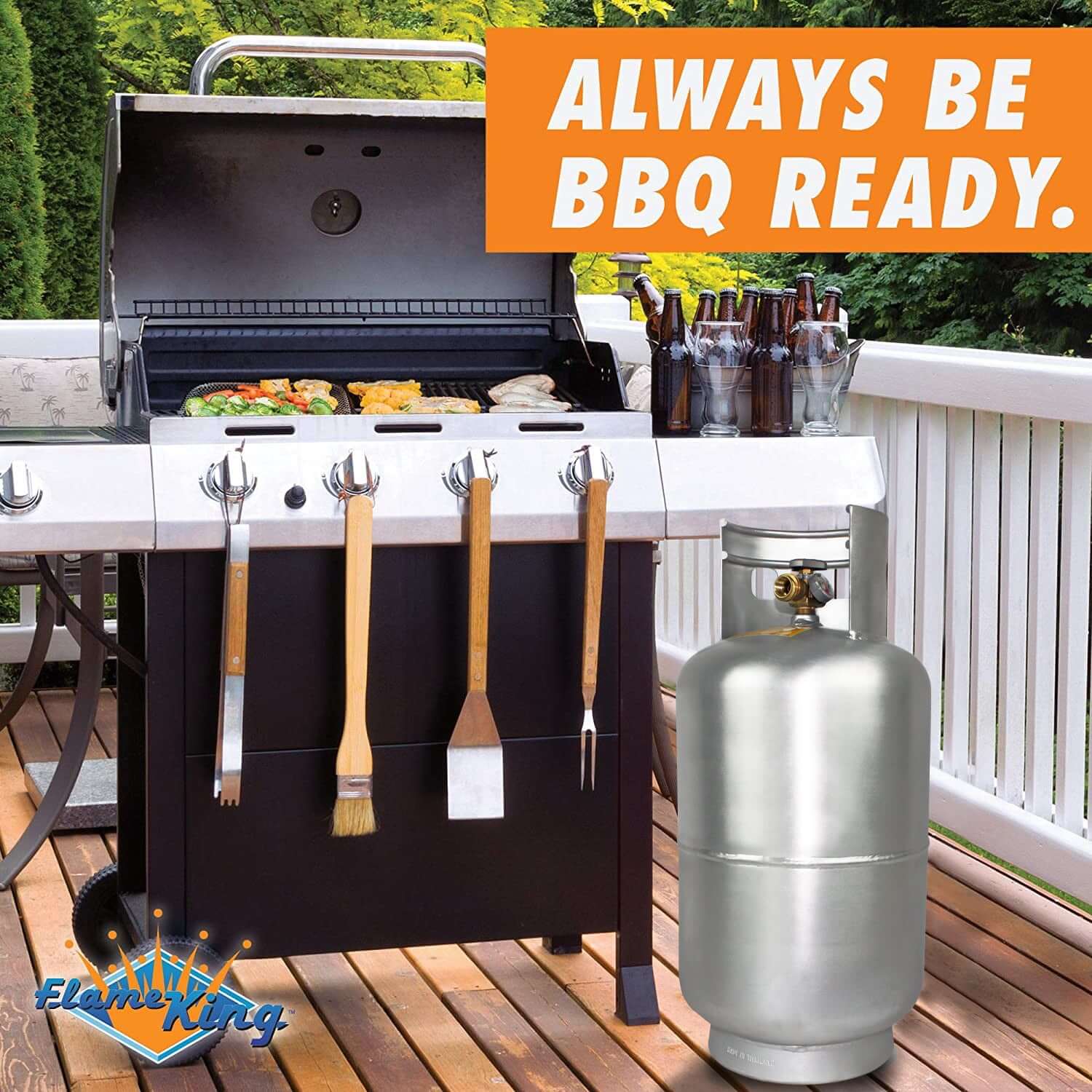 Flame King Lightweight 30lb Aluminum Propane Tank Cylinder Gauge and OPD Valve - We The Collective