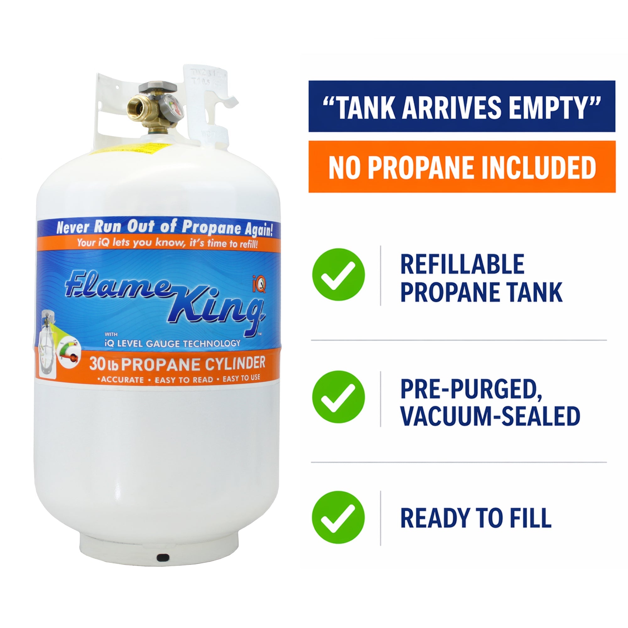 Flame King 30lb Propane Tank LP Cylinder with OPD & Gauge - OVERLANDERS Outfitter