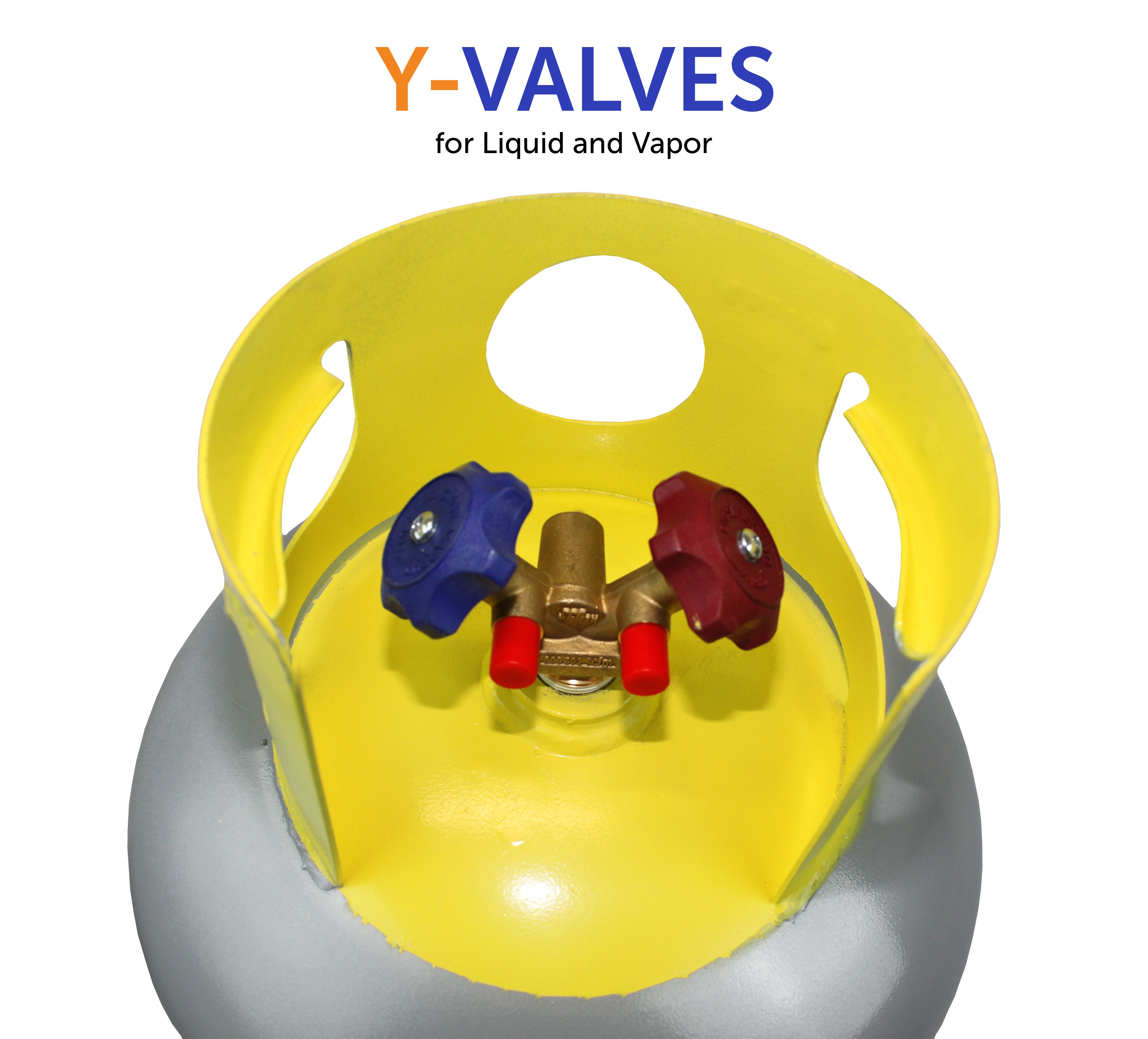 Flame King 50lb refrigerant recovery cylinder tank for A2L refrigerants, made of durable metal with safety valve and handle.
