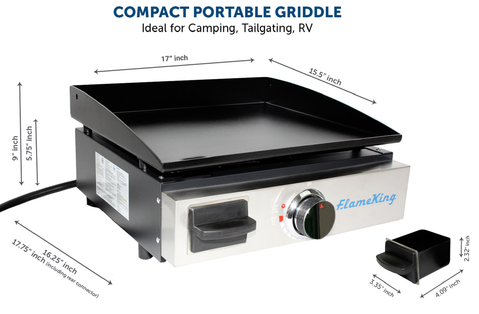 Flame King 17 inch LP Griddle with Small Regulator for RV pullout - We The Collective