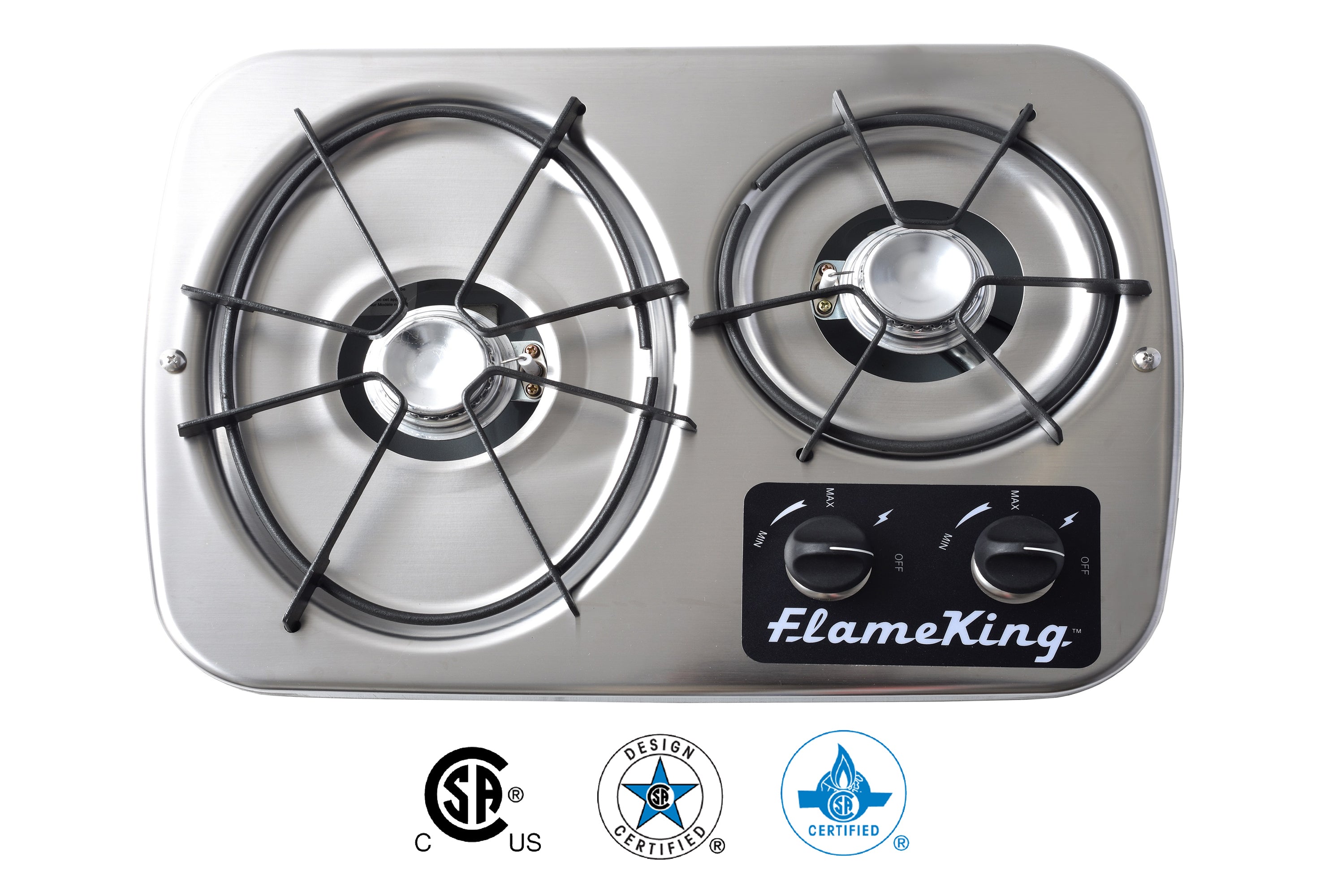 Flame King 2 Burner Built-In RV Trailer Stove with Wind Shield - We The Collective